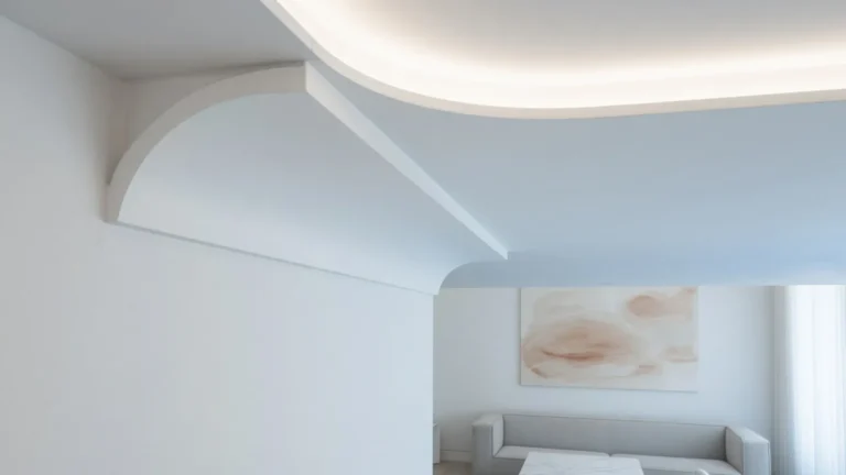 Simple cove molding installed along the ceiling, creating a smooth curved wall-to-ceiling transition in a modern interior and showcasing one of the most popular crown molding options for contemporary homes.