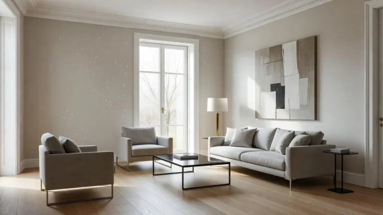Dentil crown molding in a modern living room, one of the classic types of crown molding for traditional homes