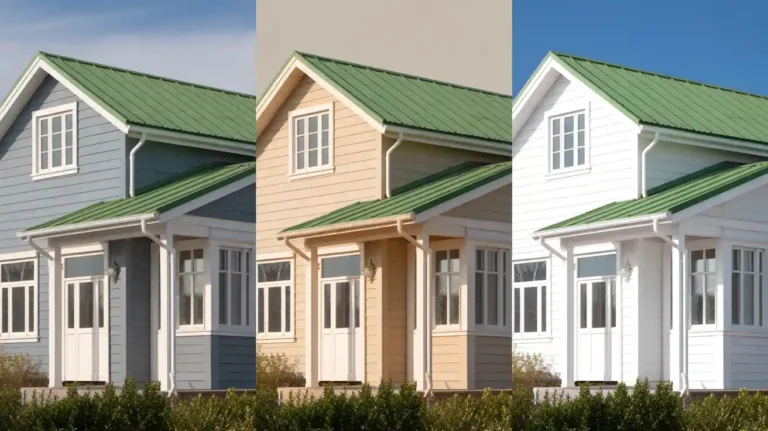 What color to paint house with green roof - comparison of gray, beige, and white exterior colors