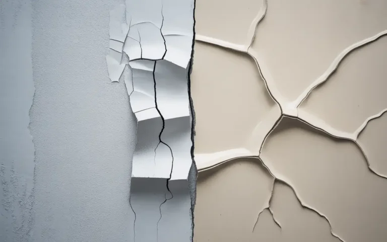 Cracked and peeling exterior wall showing what is elastomeric paint solves - visible paint deterioration and surface damage.