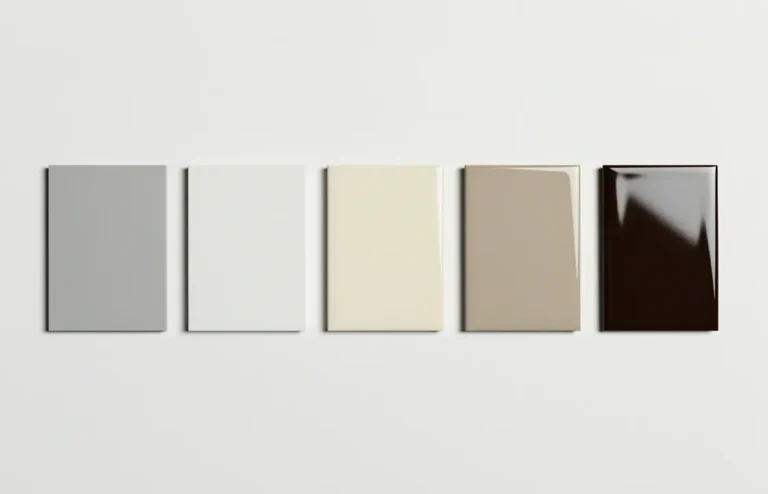 Paint sheen swatches from flat to gloss showing factors that affect does paint dry darker or lighter