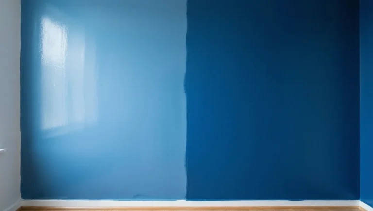Does paint dry darker or lighter, wet glossy paint next to dried darker blue paint on wall