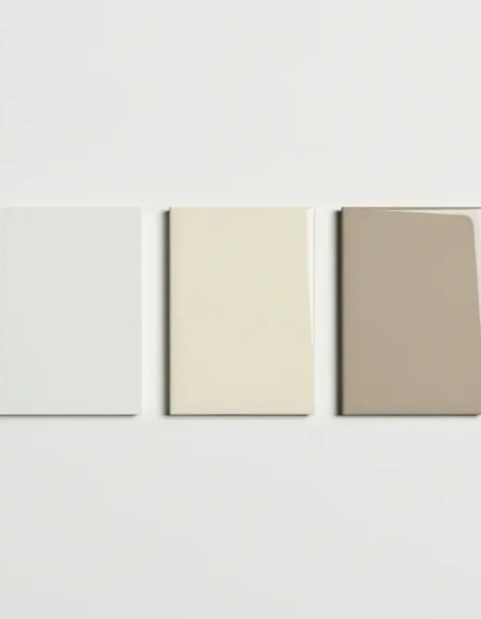 Flat, eggshell, satin, and gloss finishes in the same tone, one of the 5 factors that decide does paint dry darker or lighter on your wall.