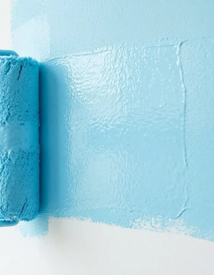 Fresh blue latex paint looks lighter and glossy while wet, a key reason people ask does paint dry darker or lighter.