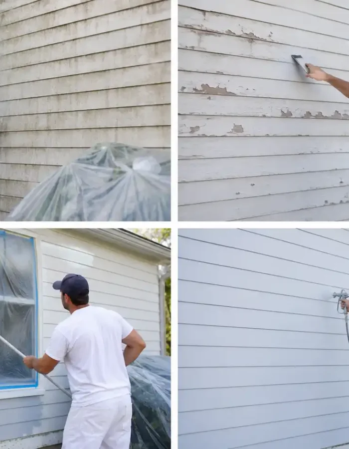 From power washing to priming to the final spray coat, here's what painting siding on a house looks like from start to finish.