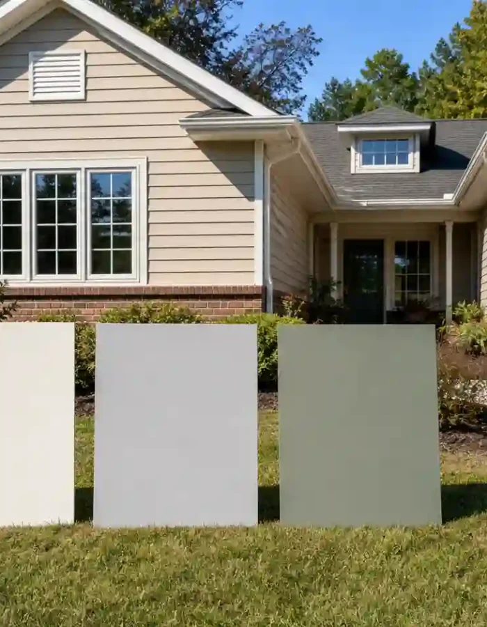 Large sample boards placed outside in natural light show the true color, something a small paint chip can never do.