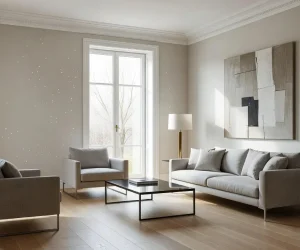 Dentil crown molding in a modern living room, one of the classic types of crown molding for traditional homes
